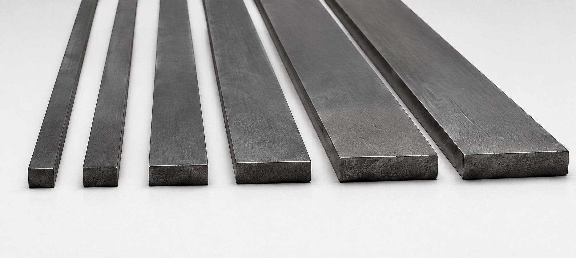 Dark steel flat bars arranged side by side